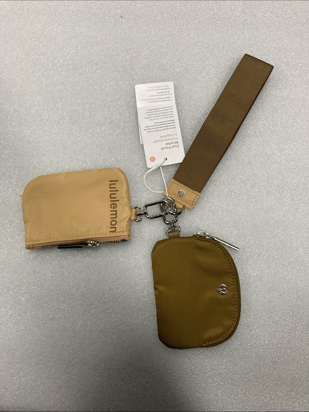 lululemon Brown Dual Pouch Wristlet with Clip